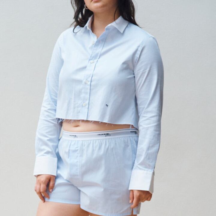 HOMME girls CROPPED SHIRT CHAMBRAY BLUE | SAKAN LES YEUX