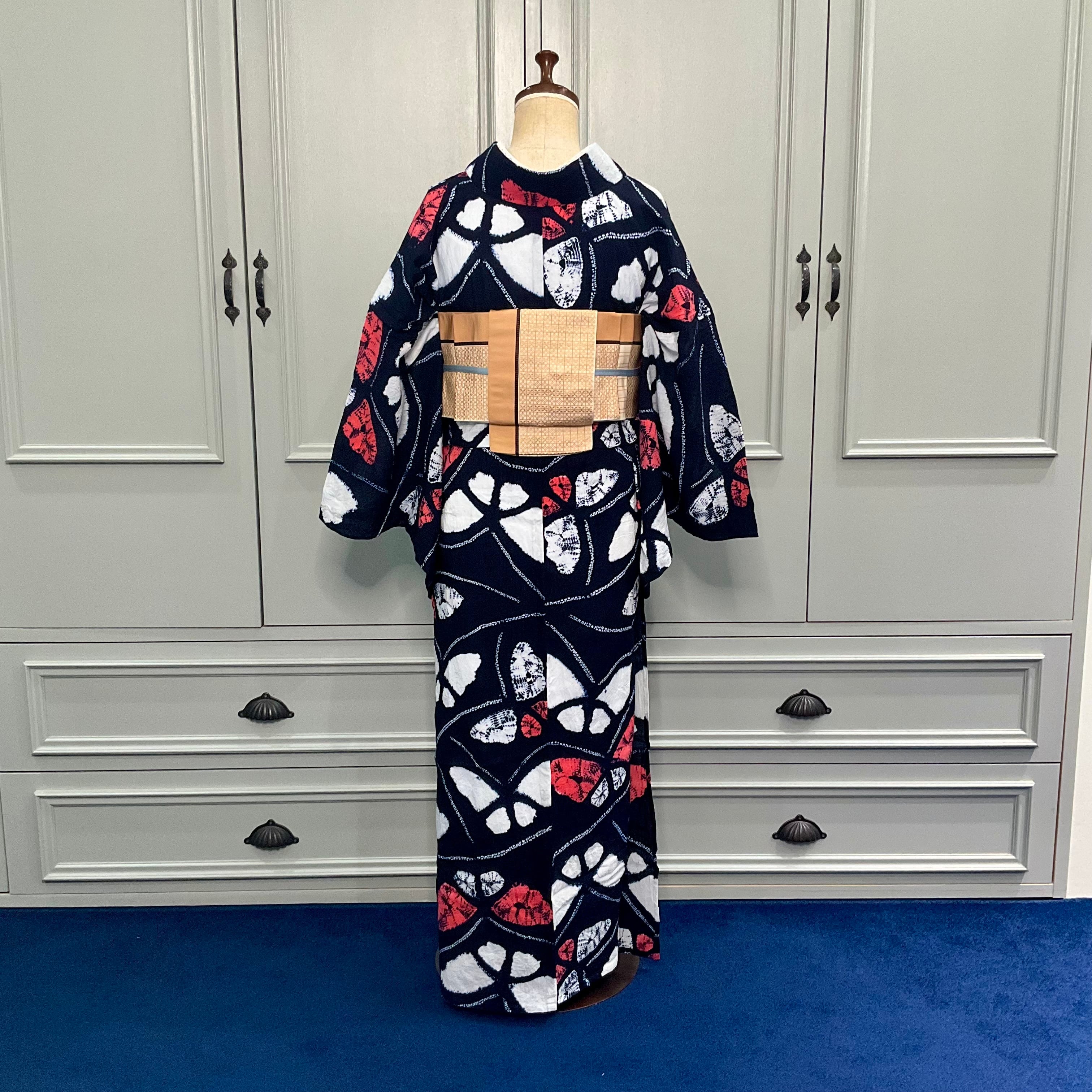 蝶々ロマン＊ちょう 蝶々 濃紺 藍染 ネイビー レッド 定番 有松鳴海