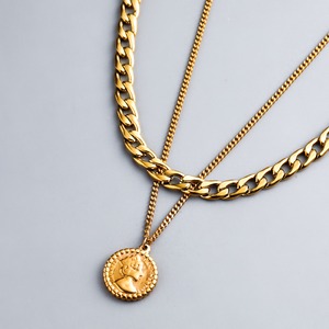 316L coin & chain necklace  #n63