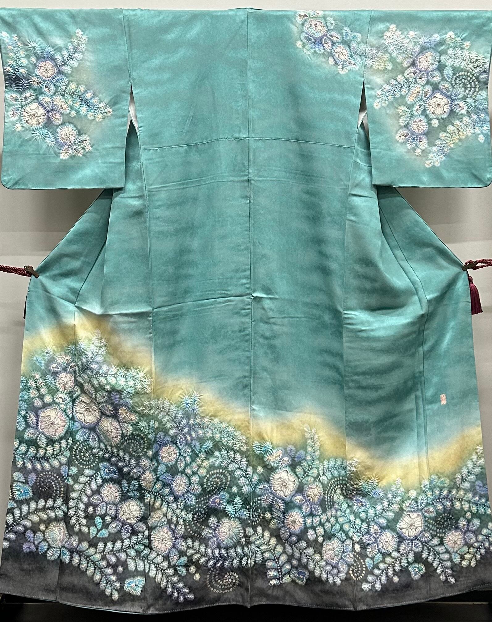 裄丈66.3cm身丈170cm、辻が花柄、訪問着、正絹H24 【公式通販】