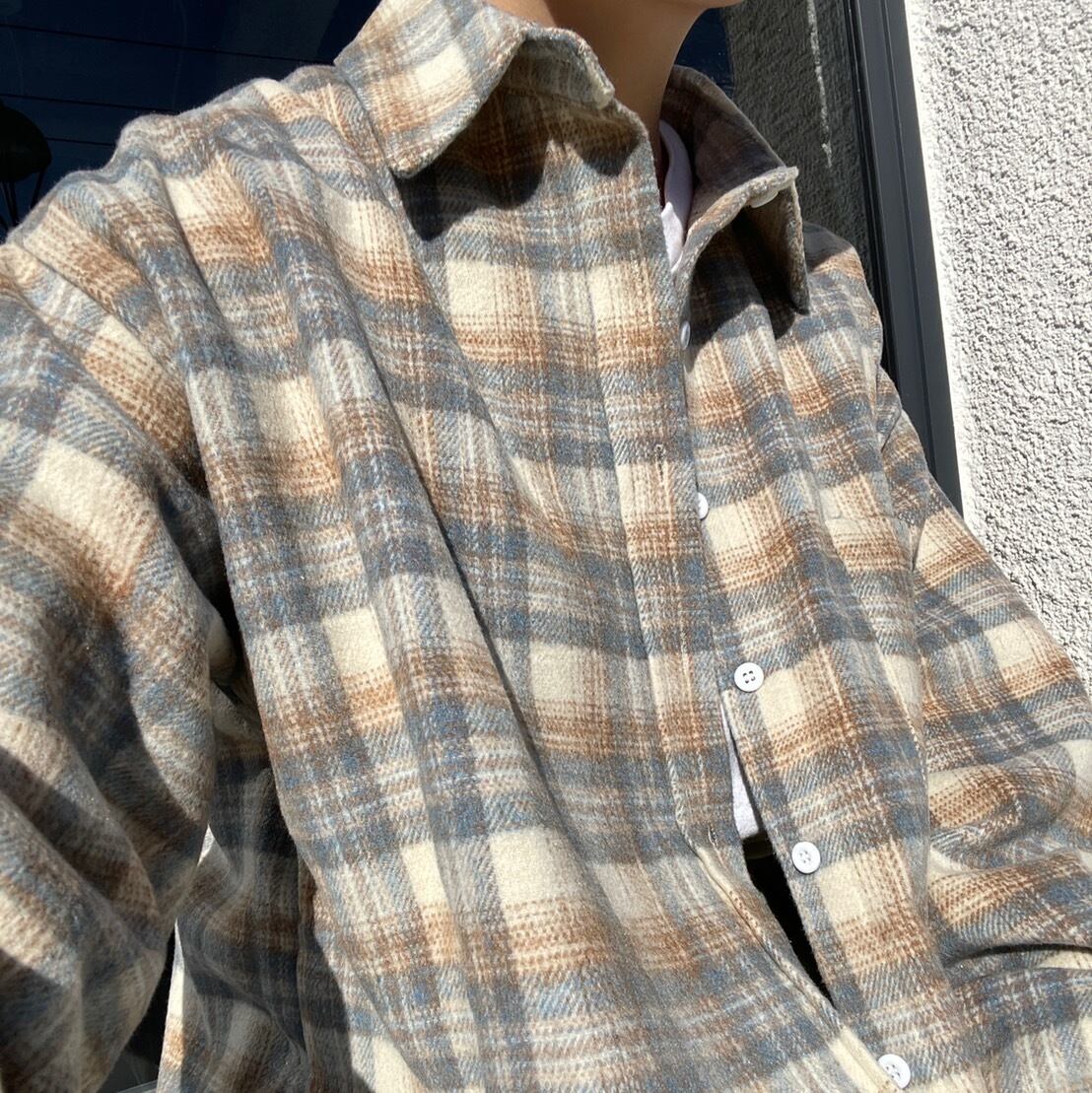 over size plaid shirt_LN0815