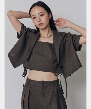 Mesh Short Shirt Jacket / BROWN