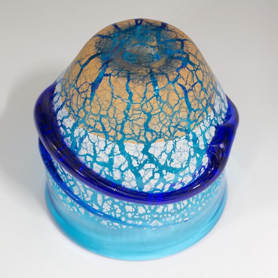 稲嶺盛一郎作(宙吹きガラス工房虹) 土紋波巻宙吹きグラス 濃水 | 和