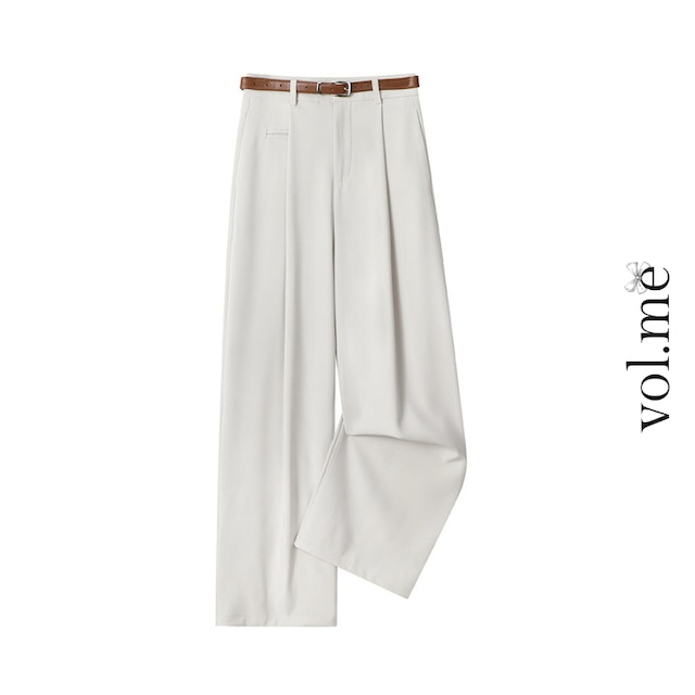 ベルト付きワイドレッグパンツ　14002