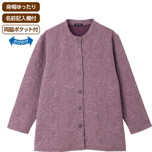 薄中綿キルトバラ柄カ－ディガン（婦人）