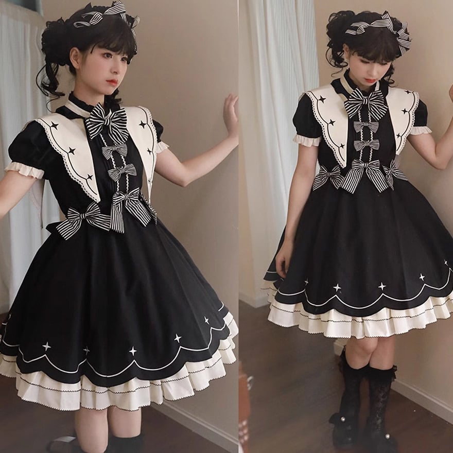 SEASONZ ワンピース フリル リボン 子猫 子羊 半袖 ブラウス ゴスロリ