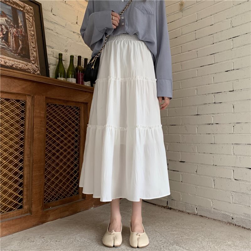 ホワイトスカート サマーハイウェストウェストAライン 夏物 YY-ファッション54611724384