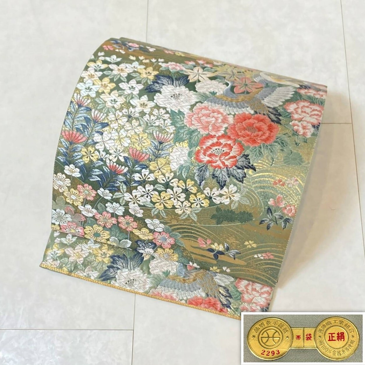 新品 高級 名古屋帯 金糸 ゴールド 赤 花火