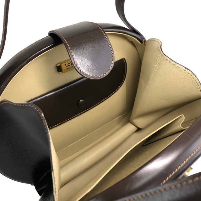 LOEWE ロエベ ハンドバッグ ブラウン アナグラム レザー ラウンド vintage ヴィンテージ オールド fxynr8