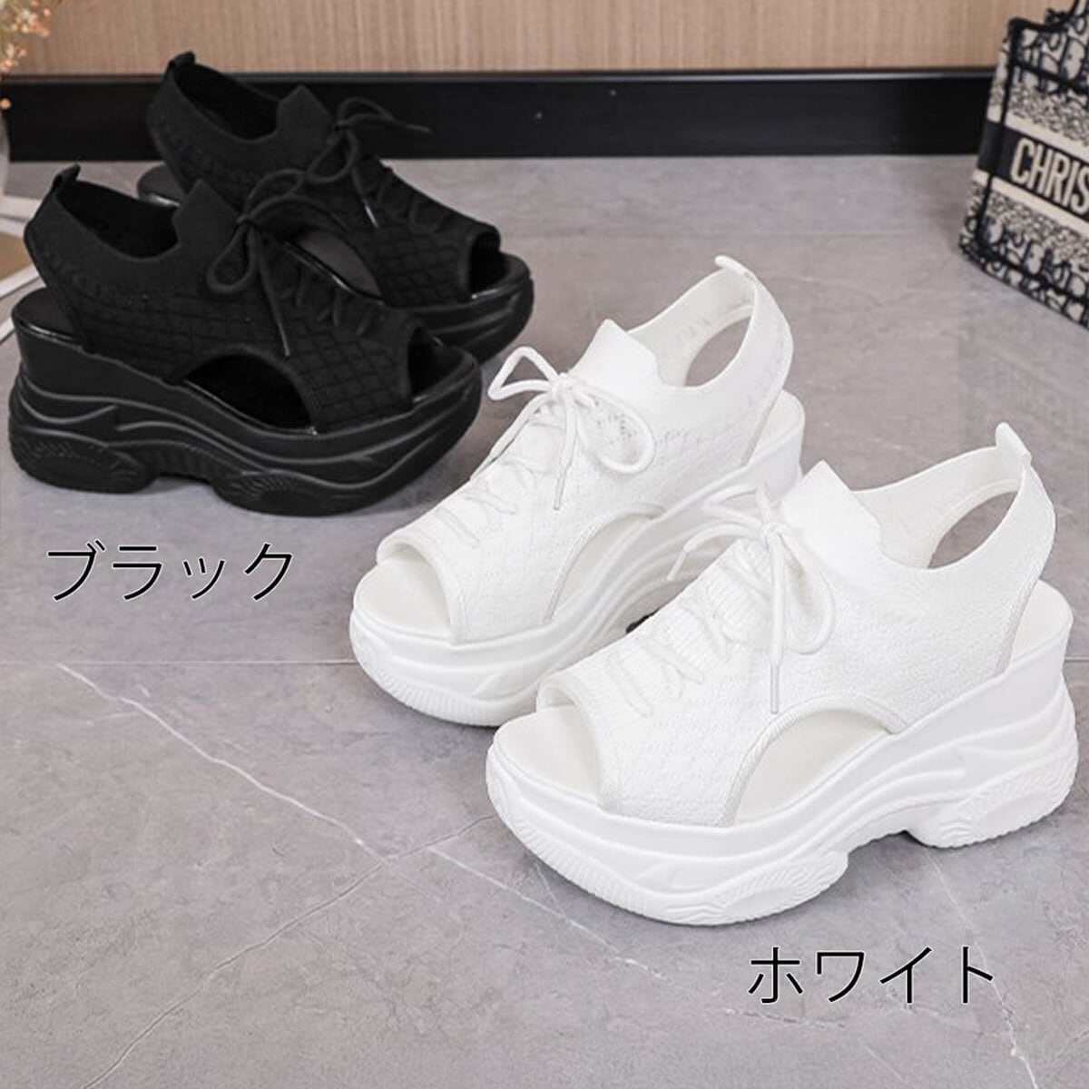 ニット サンダル レディース 春夏 厚底 韓国 スポーツサンダル 通気性 軽量 おしゃれ 大人 カジュアル 履きやすい 歩きやすい 痛くない 大人可愛い 大人女子