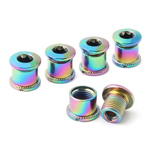 【人気】MORYTRADE チェーンリングボルト スチール 5本 フロントギア 固定ボルト ナット フロントシングル 自転車 チタンカラー5セット入り ダブル用