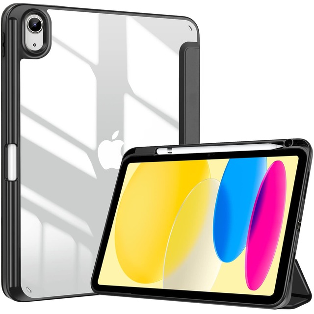ProCase iPad 11世代/10世代 ケース iPad(A16)11インチ 2025/10.9インチ 2022通用 A2696 A2757 A2777 ペン収納 耐衝撃 三つ折り スタンド スマートカバー(ブラック)