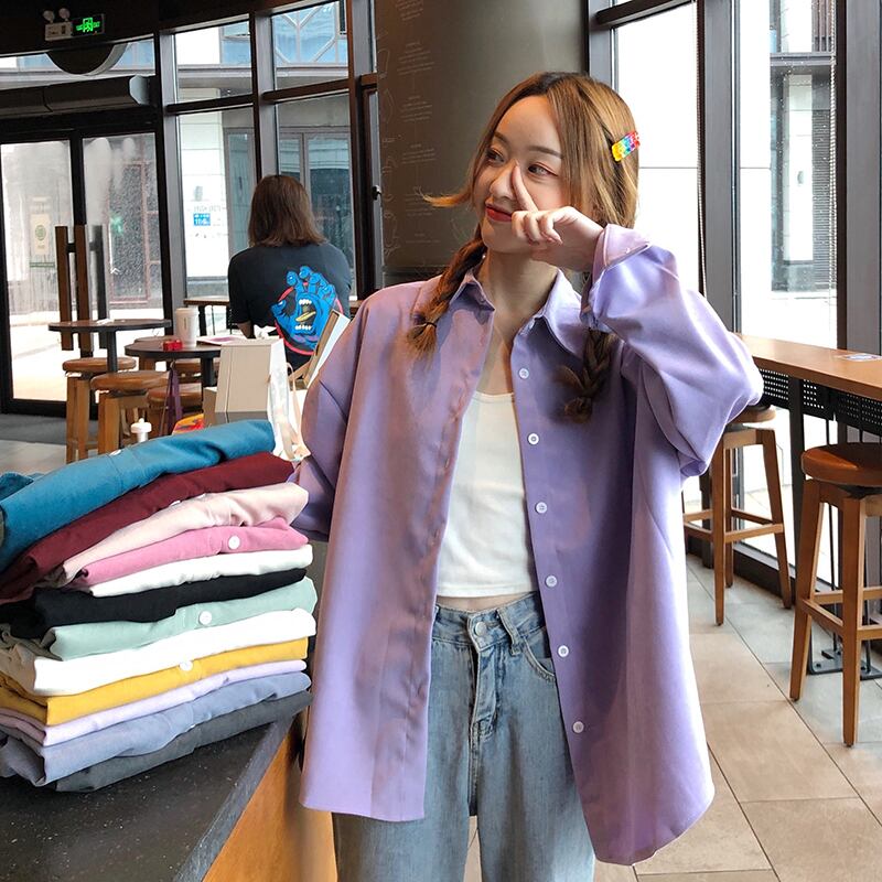 ホワイトシャツ スプリングルーズトップス ロング 春物 YY-ファッション29720432271