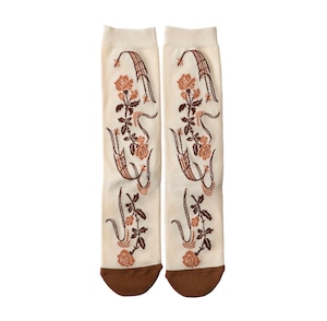 SURFSKATECAMP " ROSE SOCKS " Ivory/Brown