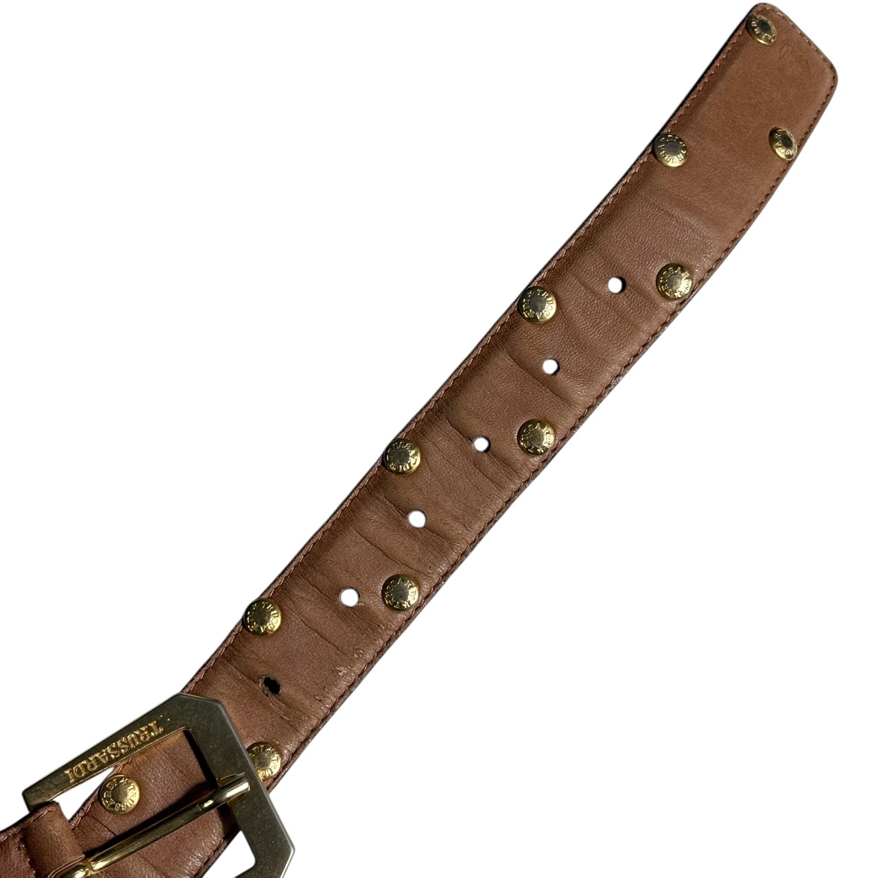 TRUSSARDI gold studs leather belt