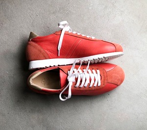 【完全受注生産】クラシックなデザインと本革の上質感！EMAのスニーカー/フラミンゴピンク×スエード