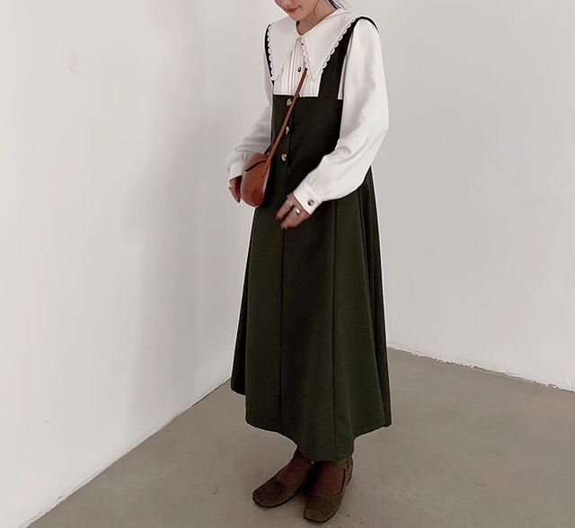 front button jumper skirt【2024020102】