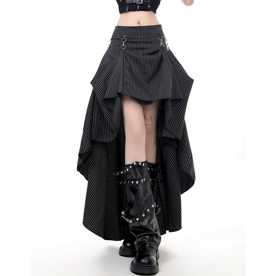 パンク コルセットトップス バックル×スタッズ レザー風ブラック