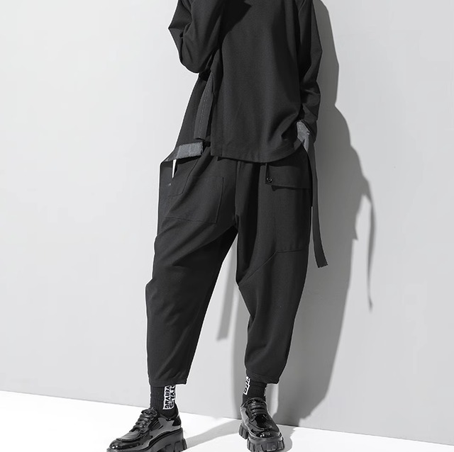 サルエルパンツ レディース パンツ ボトムス アンクル丈 ストリート ポケット ハイウエスト ウエストゴム かわいい 大人可愛い カジュアル おしゃれ かっこいい メンズライク マニッシュ ボーイッシュ クール モード系 存在感 ワイルド 無地 春 秋 学生 お出かけ イベント 女子会 休日 ショッピング コンサート ライブ カフェ 韓国 オルチャン コーデ プレゼント 体型カバー 美脚 脚長 プチプラ 普段使い 着回し インスタ映え M L XL 2XL 大きいサイズ 黒 ブラック ベーシックカラー