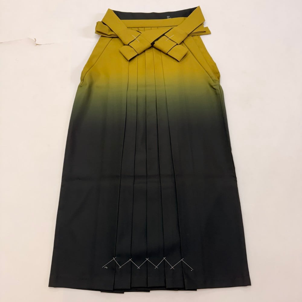 袴 L size 紐下丈95cm 行灯袴 卒業袴 女性用袴 からし 緑 ぼかし 中古 5881