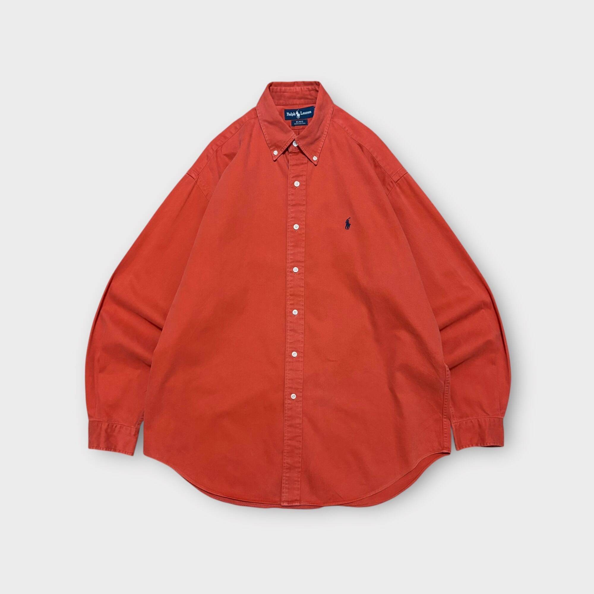 【VINTAGE】1990’s “Ralph Lauren” BLAKE Cotton Twill Shirt Orange