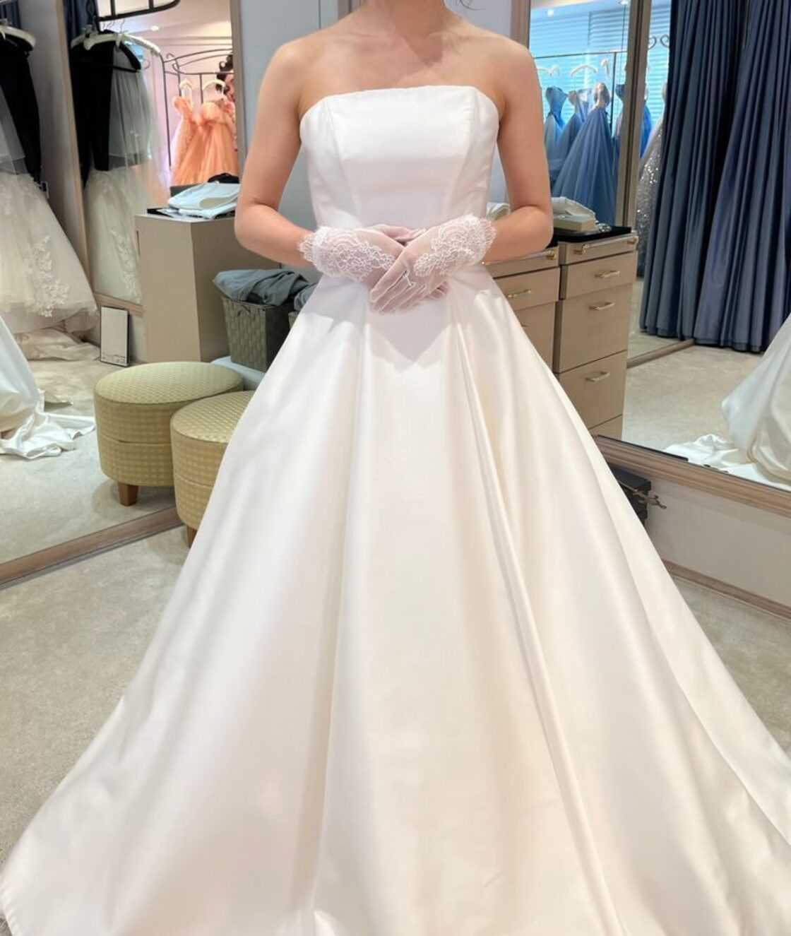 ウェディングドレス クラシカル ロールカラー サテン Aライン 结婚式 