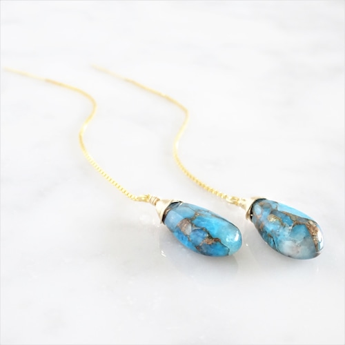 送料無料14kgf*Oyster Copper Turquoise American pierced earring / earring