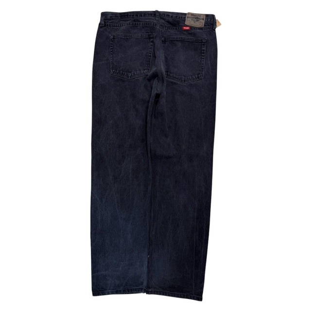 【レザーダブルニー】【リメイク】【W38×L32】wrangler デニムパンツ　革パッチ