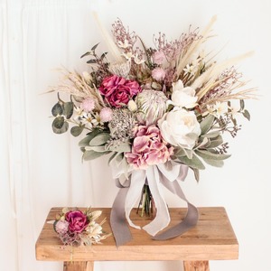 Grayish Pink Bouquet＆Boutonniere