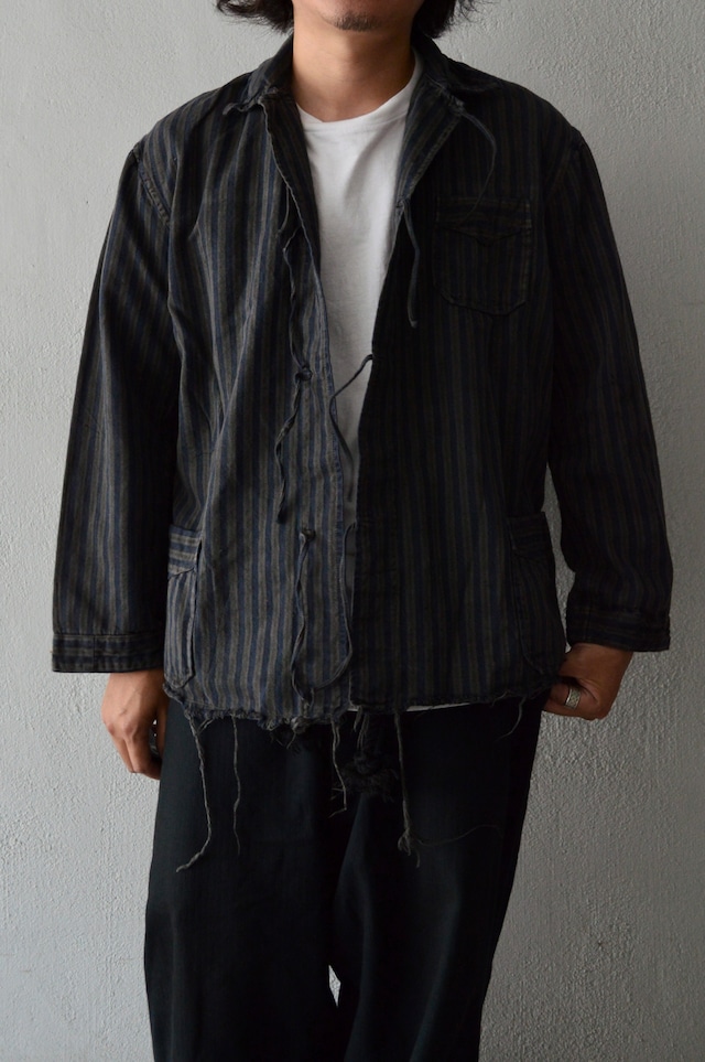 VENTITANK PROJECT Bulgarian Army 1950's-60's Dead Stock Custom Remade & Dyed Sumi Kuro Sleeping Shirt Jacket Type Navy Multi1 ブルガリア軍 スリーピングシャツ ジャケット 50s 黒染め