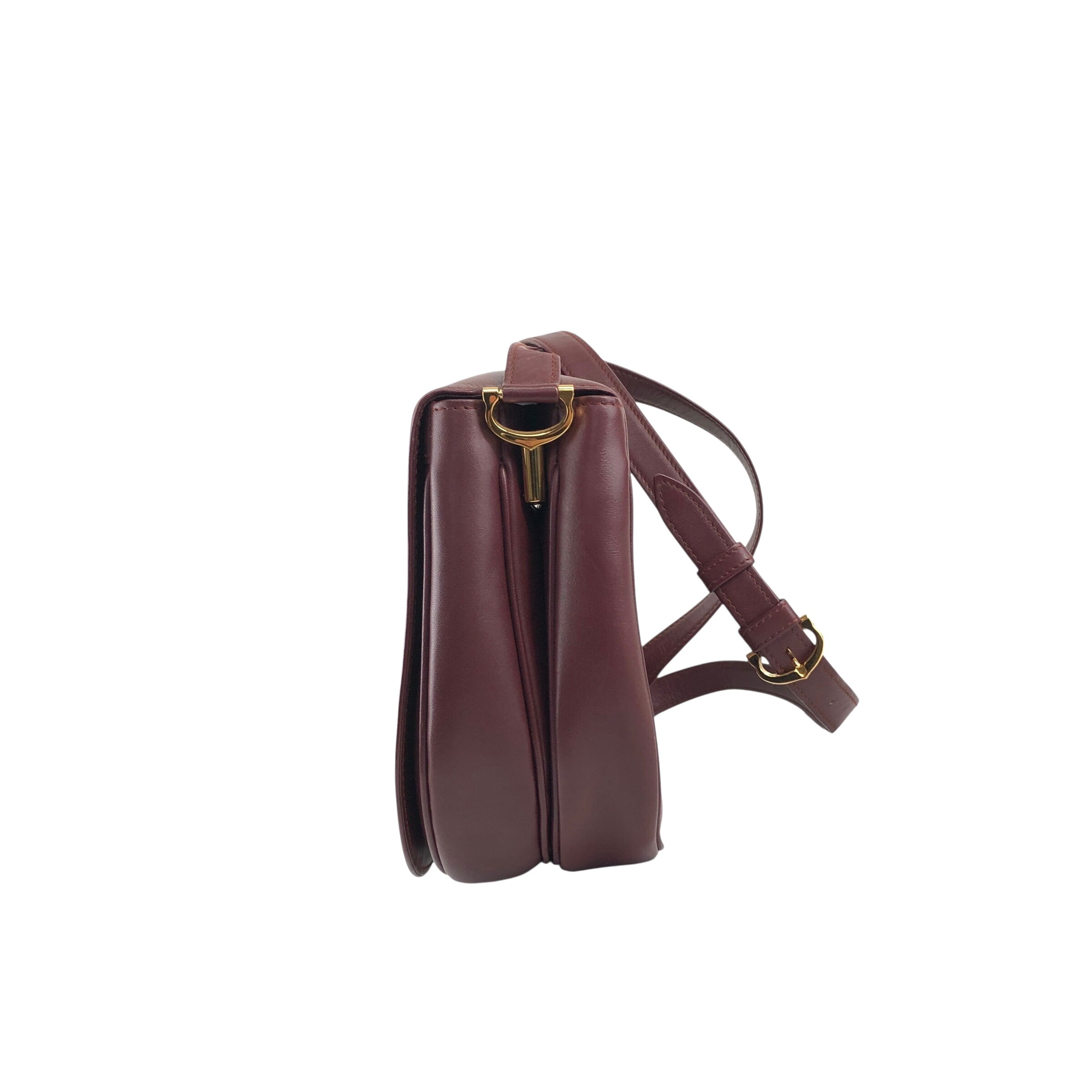 カルティエ ショルダーバッグ Cartier カルティエ ショルダーバッグ ボルドー ロゴ レザー フラップ