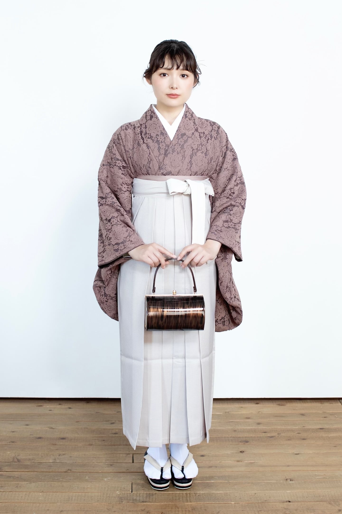 Kimono Sienne 卒業式袴 3点セット レース二尺袖 袴 卒業式 ブラウン ...