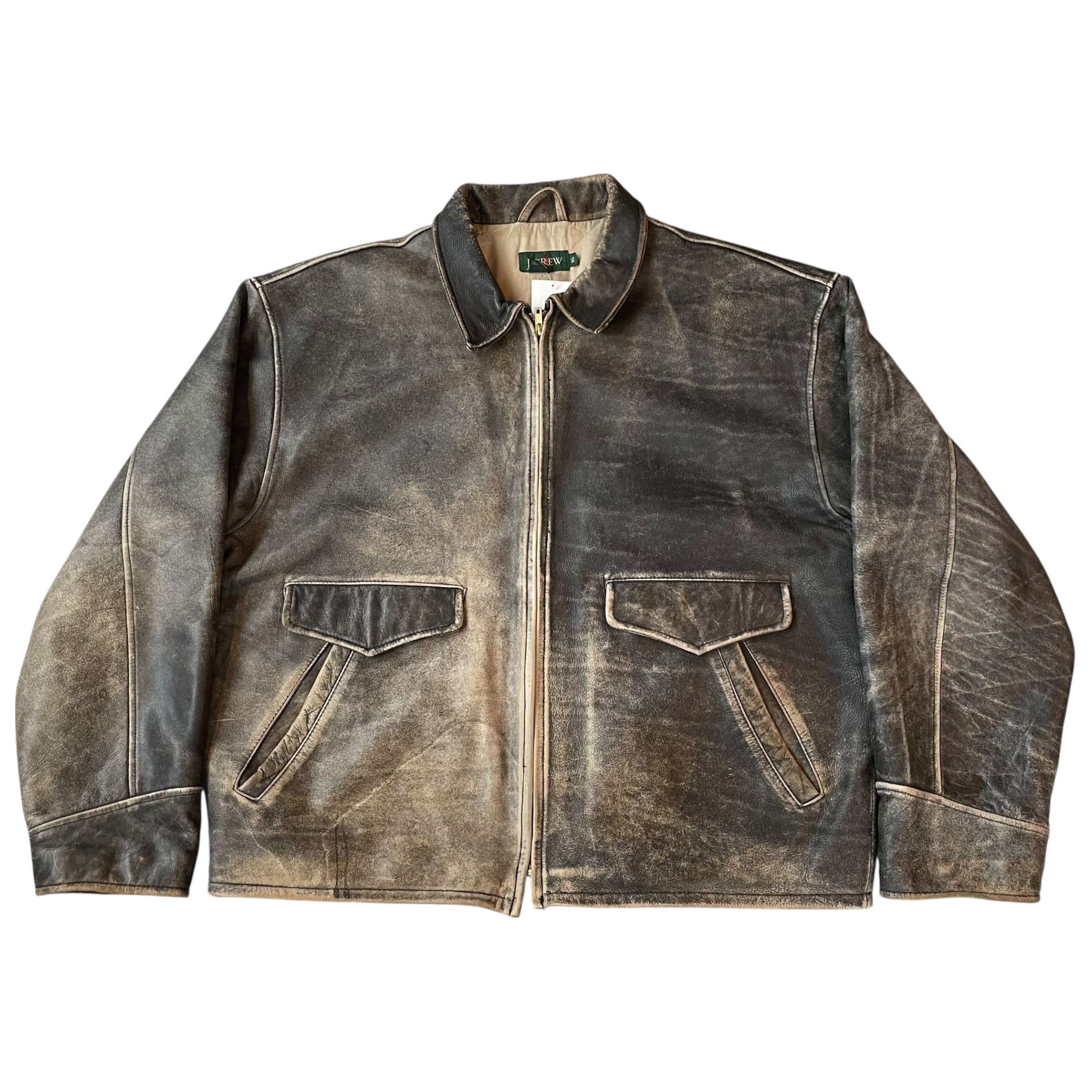 Special!!! 90s J.CREW "Beautiful sunfade" leather jacket