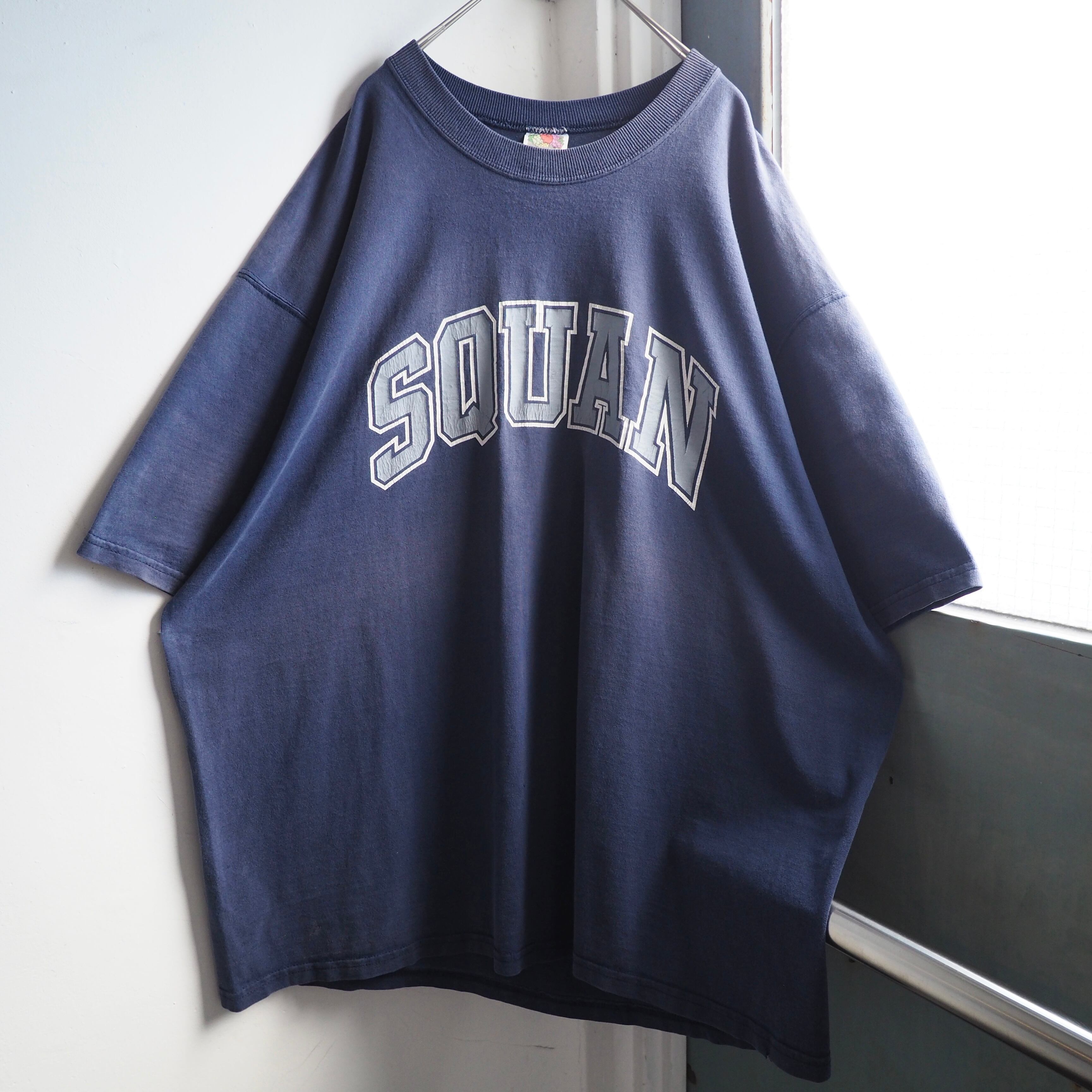 1990s ” Fruit of the room ” ” SQUAN ” Aging printed Faded Body vintage loose Tee (made in Usa)