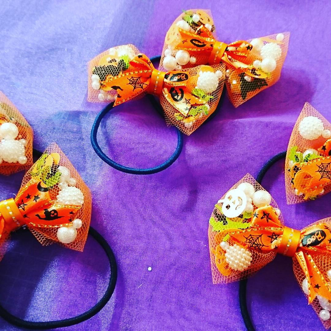 鳥 レジンヘアゴム ハロウィーンの仲間 レジン ハロウィン限定