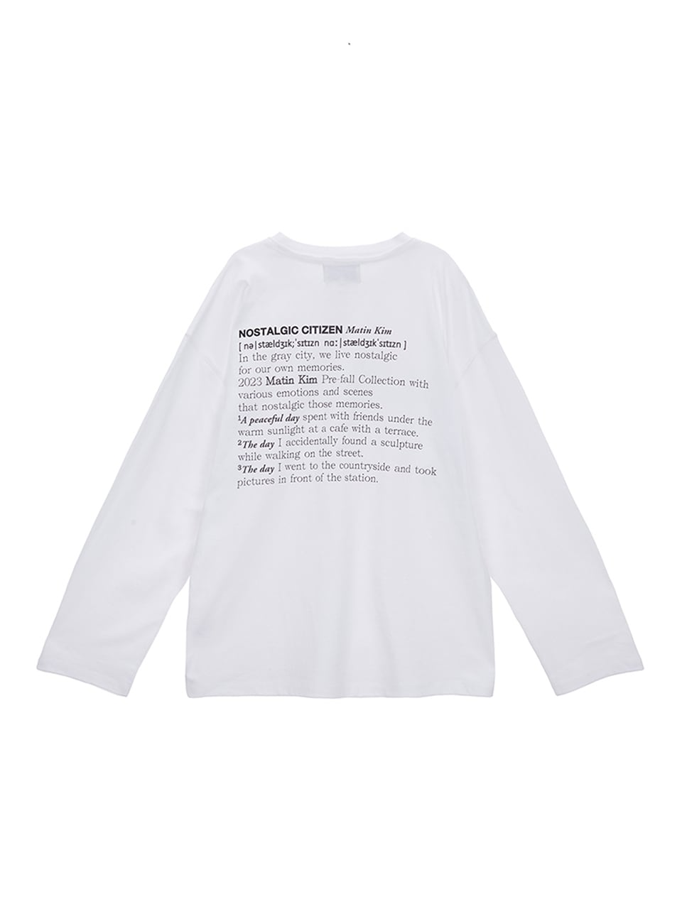 Matin Kim MATIN TYPO LONG SLEEVE TOP IN WHITE 正規品 韓国ブランド