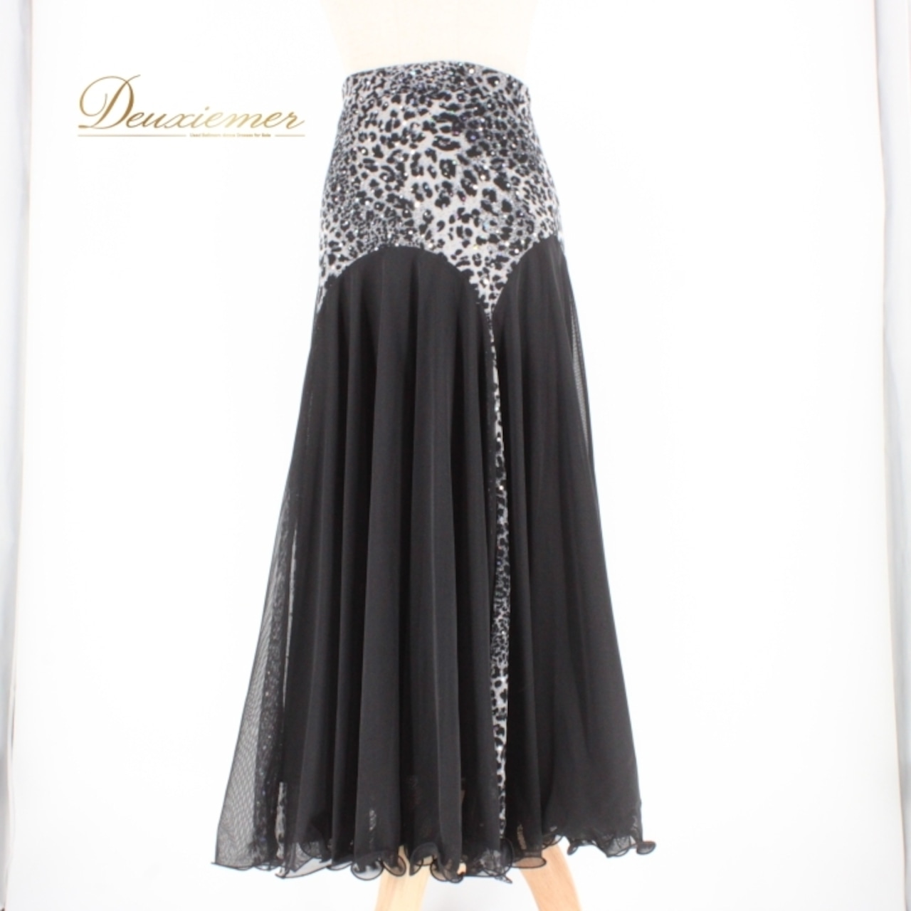 社交ダンス 衣装 スタンダード スカート レッスンウェア レディース 練習着 ACROSS 黒 ヒョウ柄 ブラック系 グレイ系 レース 透け感 上品 ショート丈 ダンススカート フレアスカート 可愛い おしゃれ 伸縮性 通気性 ヒョウ柄スカート 洗濯可 スポーツウェア ダンスレッスン 体型カバー 着回し 楽ちん 休日用