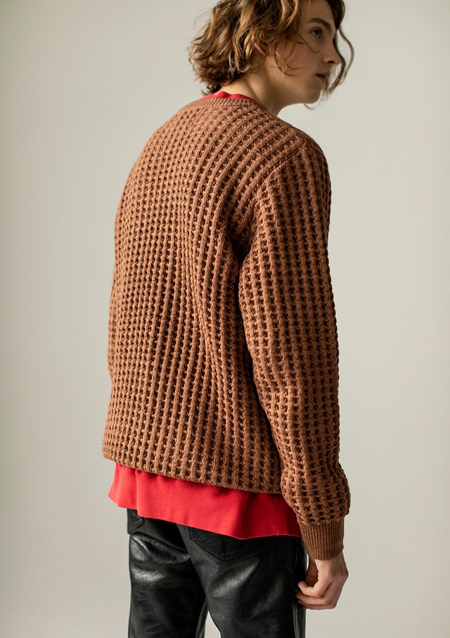 WOOL THERMAL KNIT (BIG WAFFLE)  COFFEE