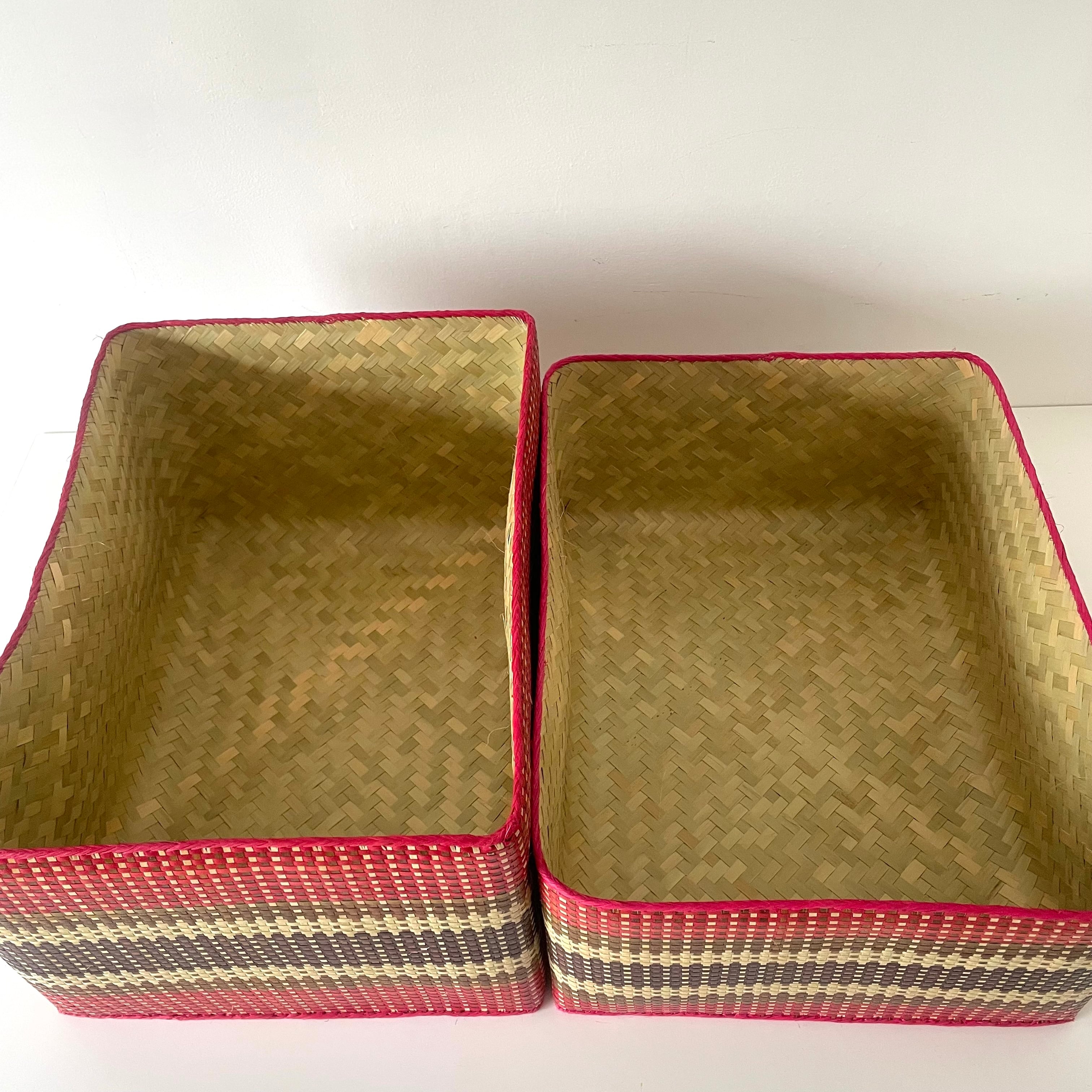 Rectangular colourful basket LL w40cm×30cm×h24cm四角カラフル蓋付き