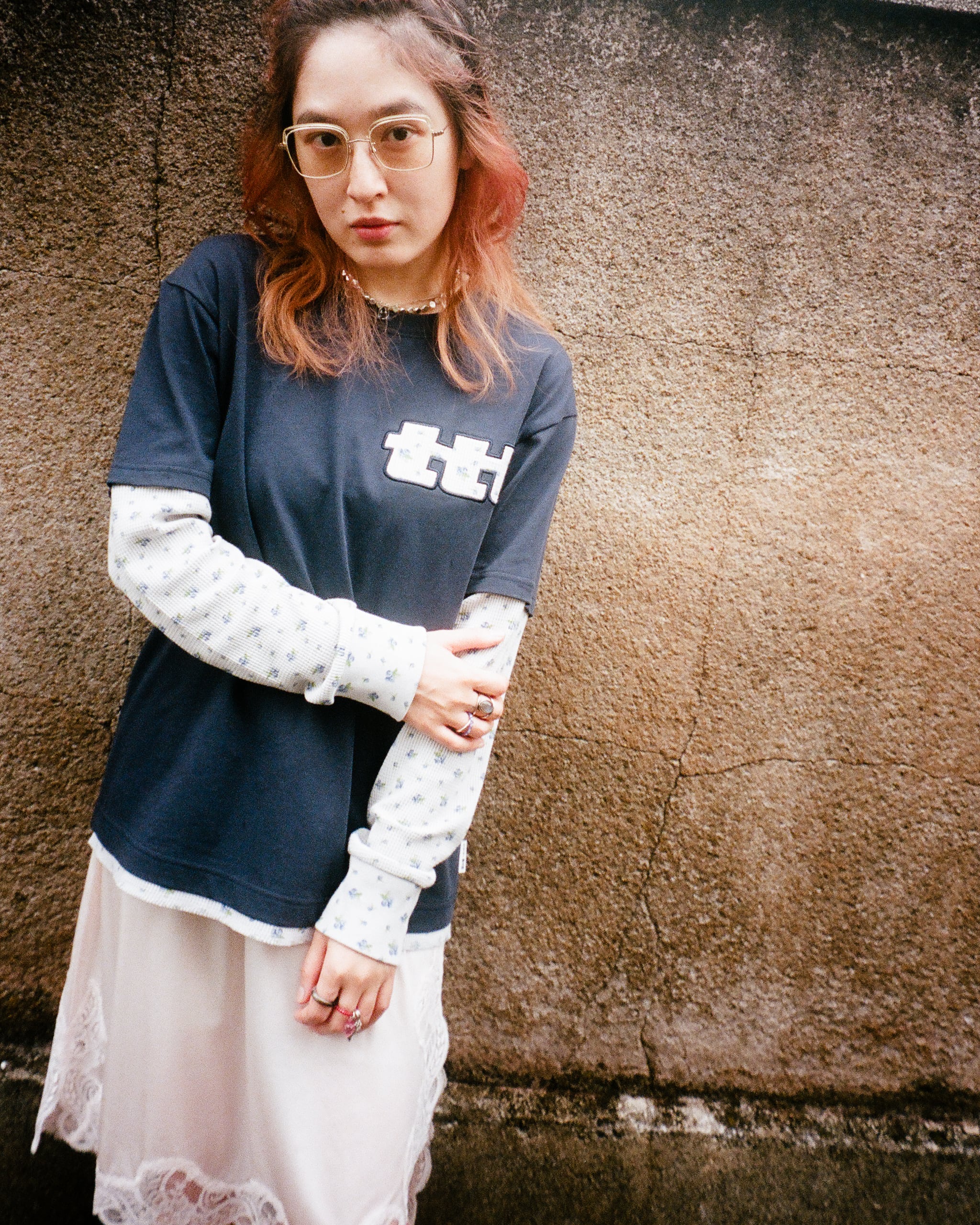 受注販売》Fake layered fruits thermal long sleeve tee（NAVY） | TTTMSW
