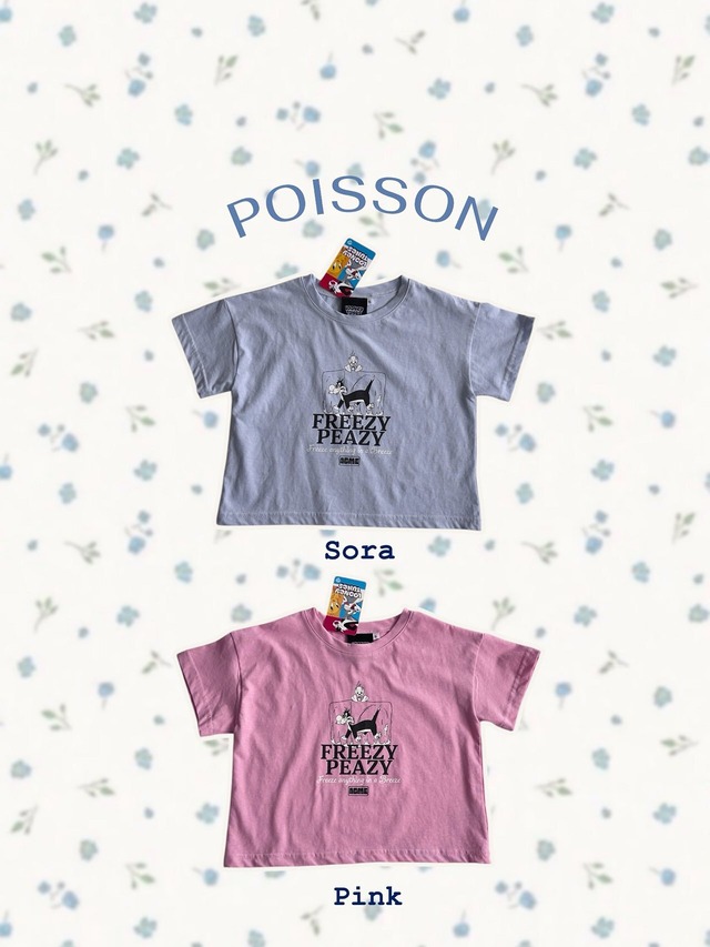 [予約] POISSON - looney toons graphic T-shirt ( sora / pink )