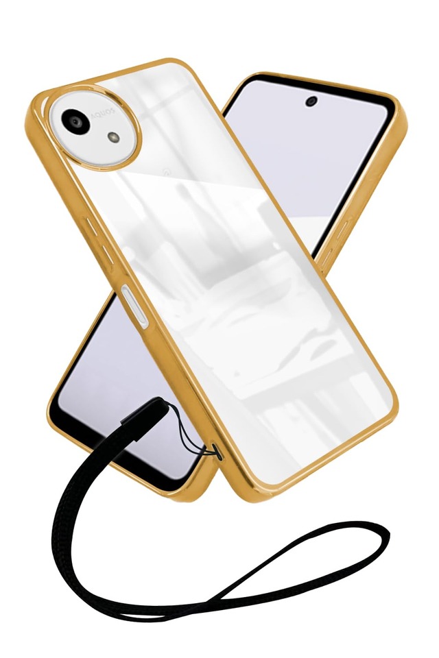 シズカウィル AQUOS wish5 クリアケース SH-52F ケース カバー サイドメッキ加工 アクオス ウィッシュ5 クリア ケース 1個入り ゴールド×クリア