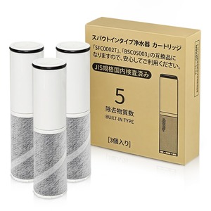 【特価処分】JOYES SFC0002T 【JIS規格国内検査済み】 浄水器 カートリッジ BSC05003 HSC17023 SFC0002TTS ZSRJT002R12BC FP1025 PZ871-3の同等品 交換用 浄水カートリッジ sfc0002 スパウトインタイプ浄水器 水栓一体型 取替用カートリッジ「3本セット/互換品」