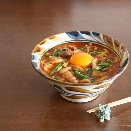 やちむん 陶眞窯 どんぶり 唐草 Yachimun Noodle bowl  #039