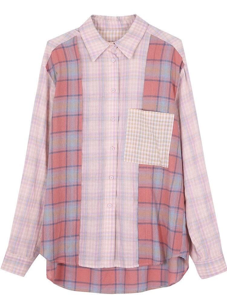 ピンクチェックシャツ