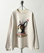 ATELANE Faux suede French bull embroidered crew neck (IVO) 26A-14012