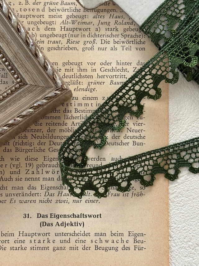 フランスアンティーク レース 50cm／カット 幅25mm ベージュ カルトナージュ デコレーション材