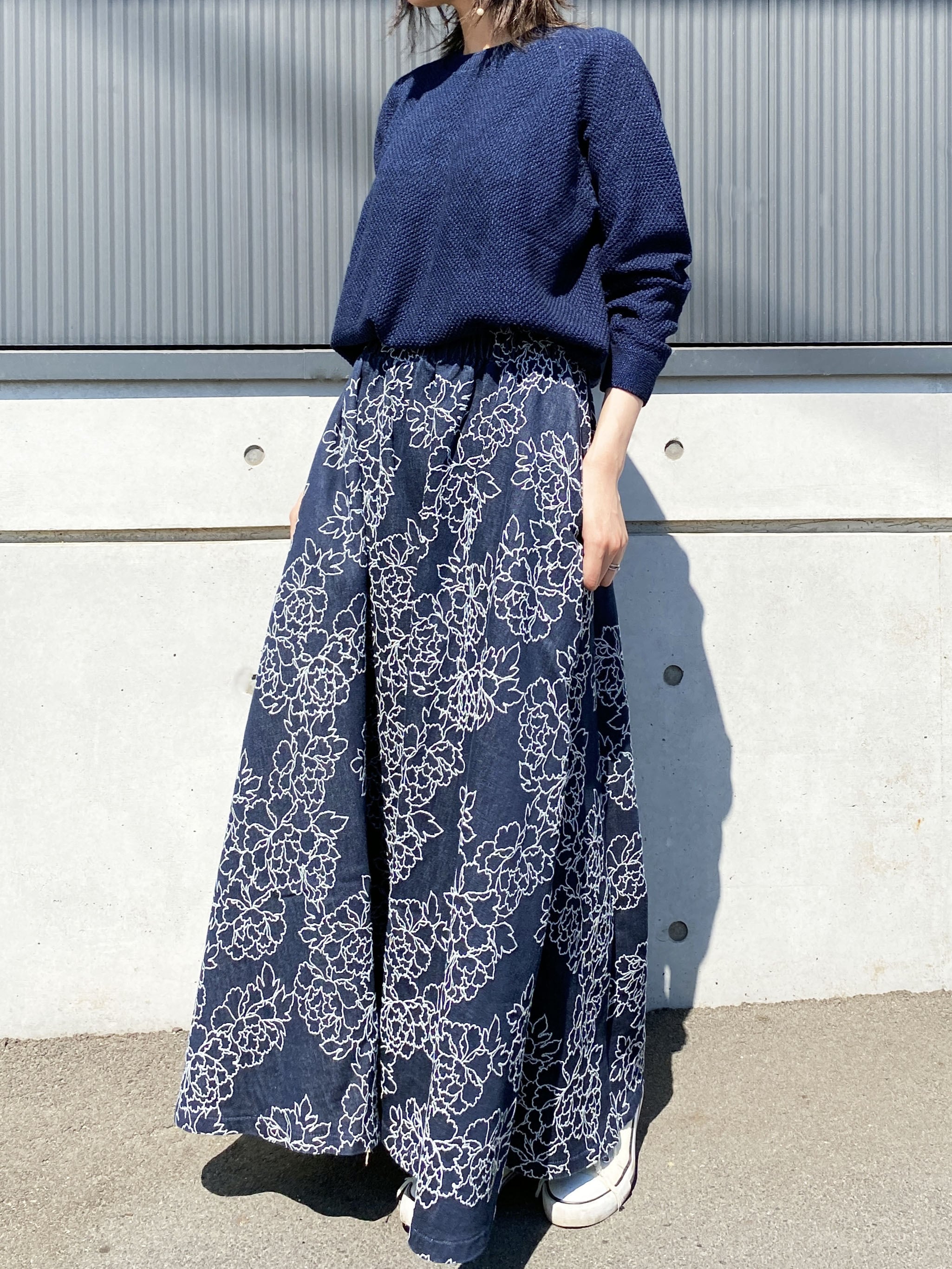 花柄ジャガードデニムスカート | EDGE OF LINE｜ONLINE STORE