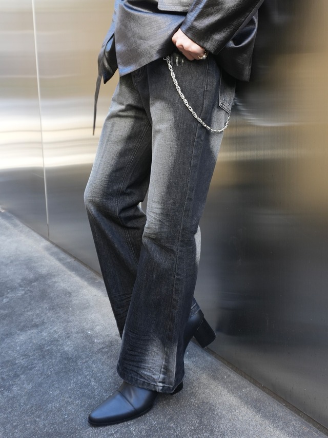 【ALUDE SELECT】wrinkles black flare denime