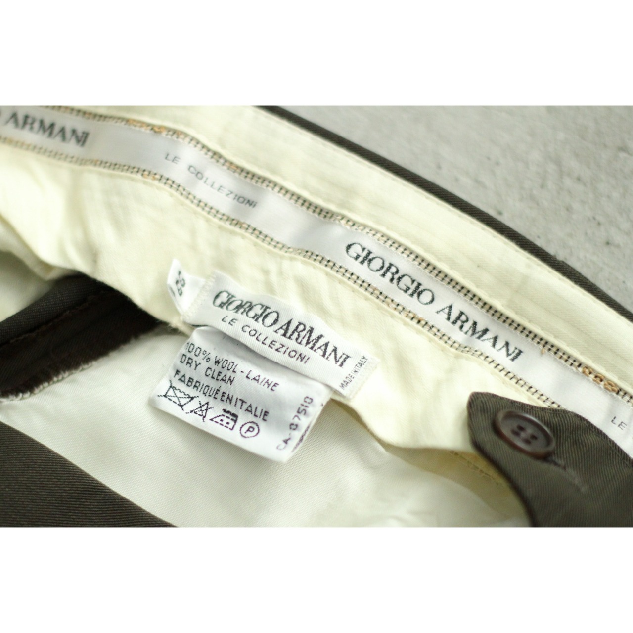 ARMANI COLLEZIONI ウール ドレープ ワイド スラックス 1980